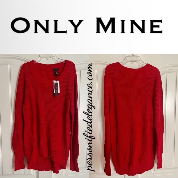 NEW Only Mine Cherry Red Knit Hi-Lo Sweater Size XL - Picture 15 of 15